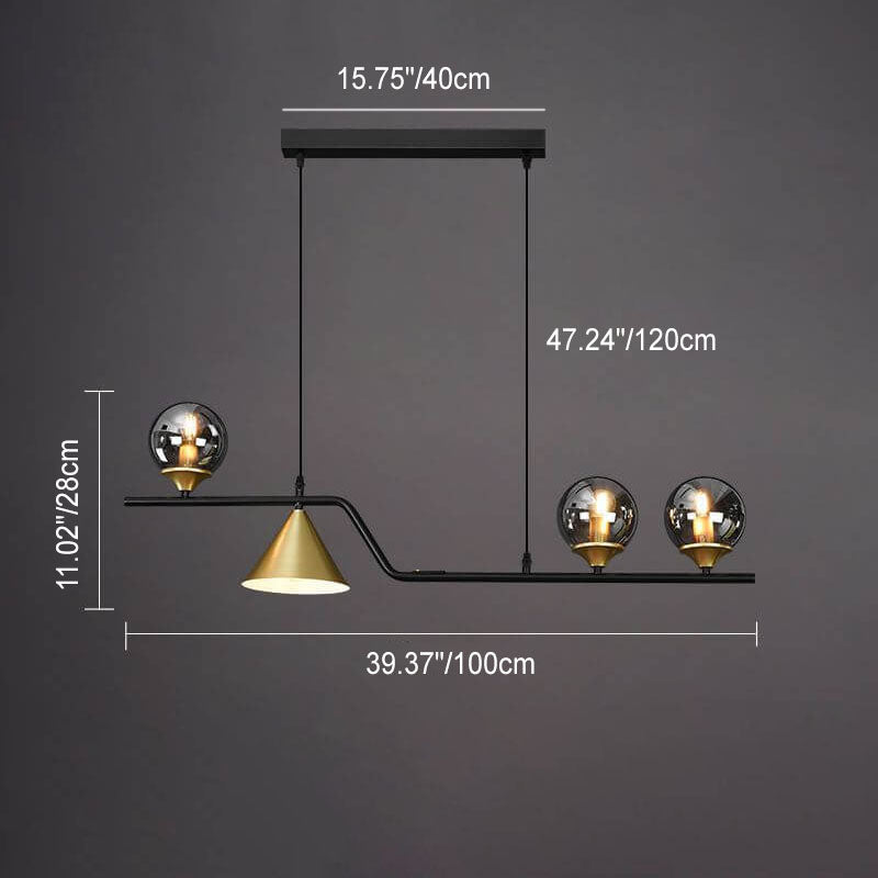 Contemporary Creative Glass Long Ball 4/5/6-Light Island Light Chandelier For Dining Room