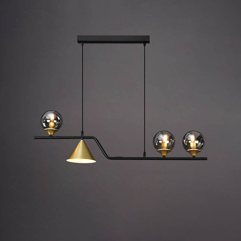 Contemporary Creative Glass Long Ball 4/5/6-Light Island Light Chandelier For Dining Room