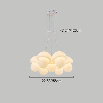 Nordic Minimalist White Mushroom Iron PE 7-Light Island Light Chandelier