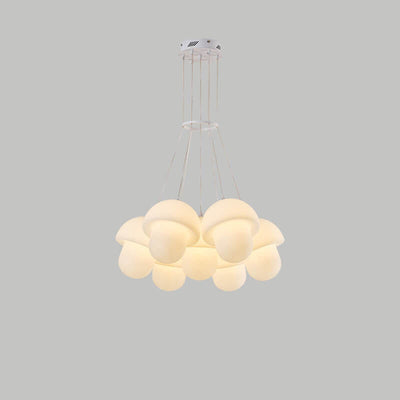 Nordic Minimalist White Mushroom Iron PE 7-Light Island Light Chandelier