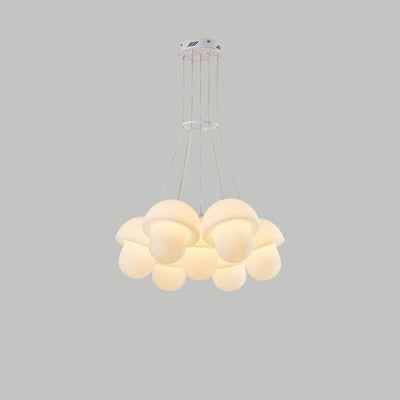 Nordic Minimalist White Mushroom Iron PE 7-Light Island Light Chandelier
