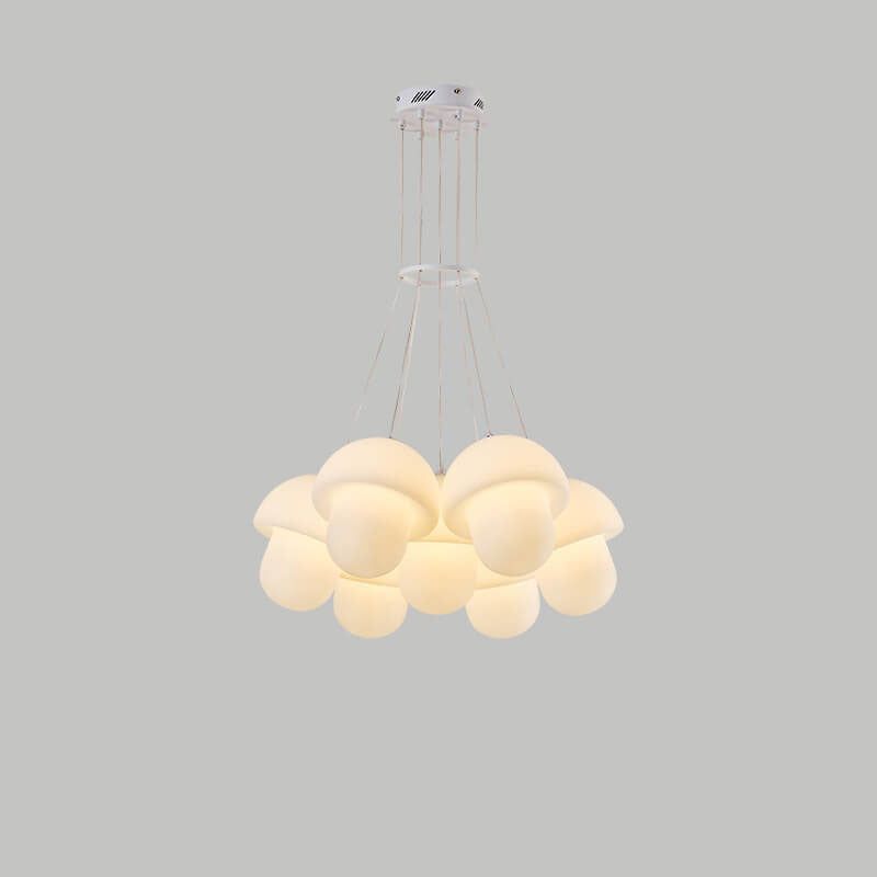 Nordic Minimalist White Mushroom Iron PE 7-Light Island Light Chandelier