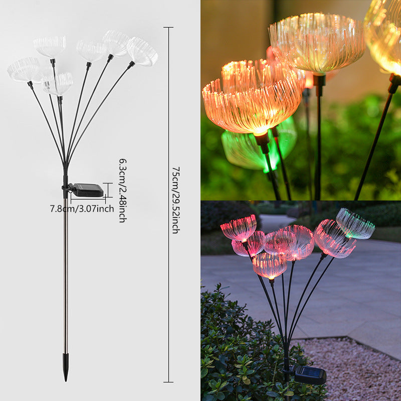Zeitgenössische kreative wasserdichte Solar Quallen Edelstahl Fiber Optic ABS LED Outdoor Landschaft Licht für Garten 