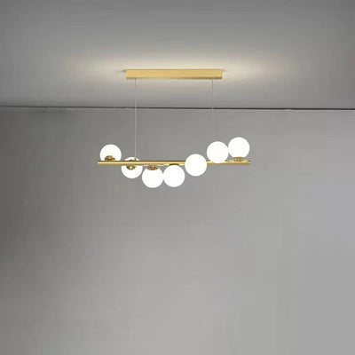 Contemporary Scandinavian Glass Magic Bean Long Strip 7/9/11 Light Island Light Chandelier For Dining Room