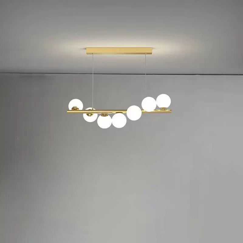 Contemporary Scandinavian Glass Magic Bean Long Strip 7/9/11 Light Island Light Chandelier For Dining Room