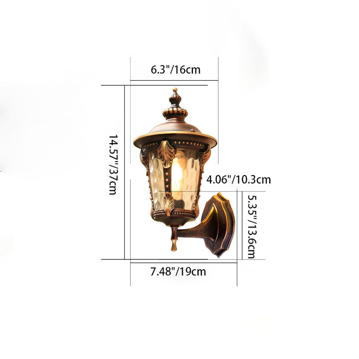 Traditionelle europäische Zylinder-Viereck-Aluminiumglas-Wandleuchte mit 1 Licht für die Außenterrasse 
