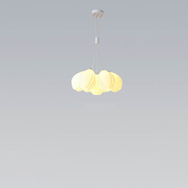 French Cream Magnolia Stamen PC Lampshade 7/13/19-Light Chandelier