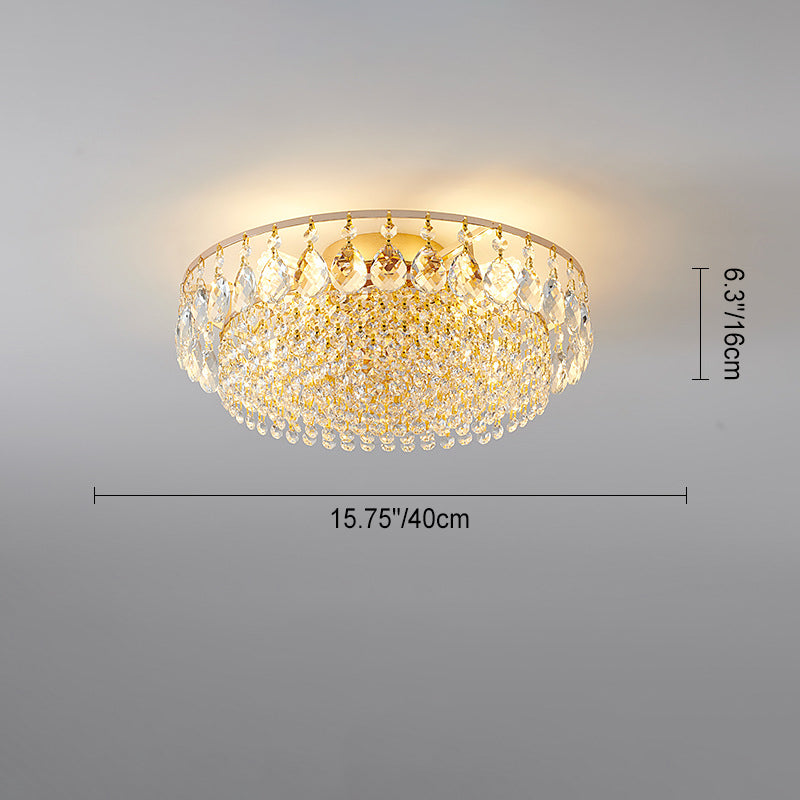 Luz de Techo Empotrada Moderna de Lujo Círculo de Hierro Cristal con 4/6/8/10 Luces para Sala de Estar 