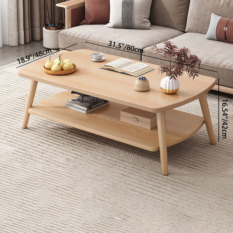 Moderner minimalistischer rechteckiger MDF-Couchtisch aus Massivholz, 2-stufig, für das Wohnzimmer 