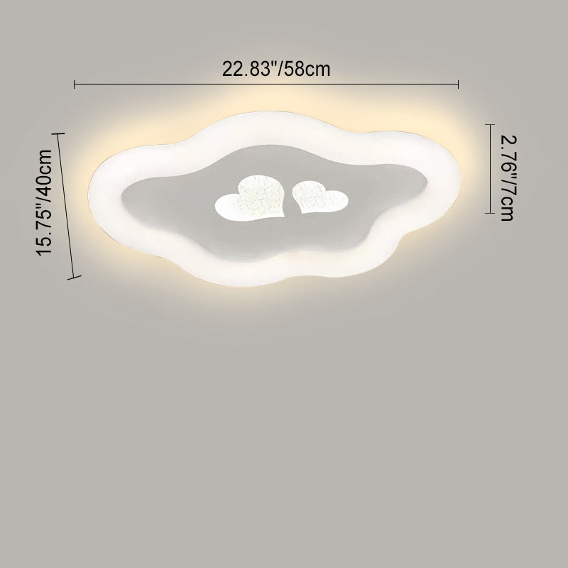 Lumière de plafond LED en forme de cœur, étoile, pomme, fer et plastique irrégulière contemporaine pour salon 