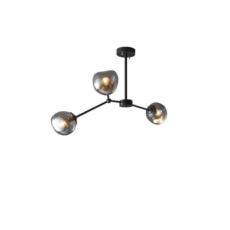 Zeitgenössischer kreativer Lava-Kugel-Kronleuchter aus kupfernem Glas mit 3/5/8 Lichtern für Wohnzimmer 