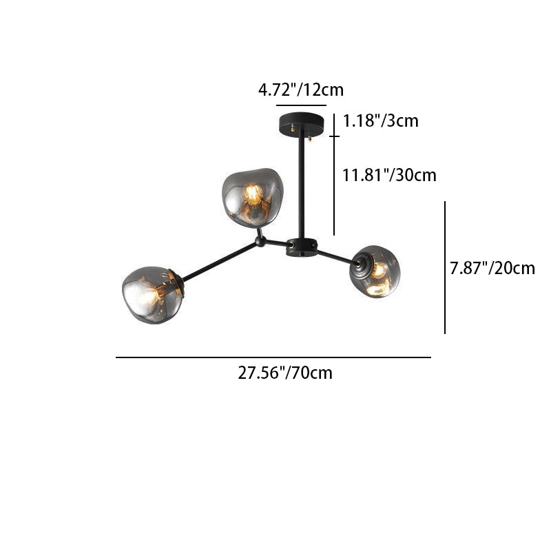Lustre contemporain créatif en orbe de lave tout en cuivre avec verre 3/5/8 lumières pour salon 