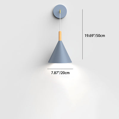Moderna Minimalista Cilindro Mesa Redonda Base de Disco Hierro Roble Lámpara Aplique de Pared de 1 Luz Para Dormitorio 