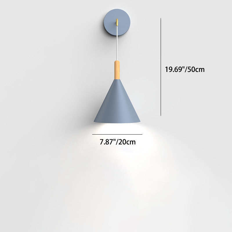 Moderna Minimalista Cilindro Mesa Redonda Base de Disco Hierro Roble Lámpara Aplique de Pared de 1 Luz Para Dormitorio 