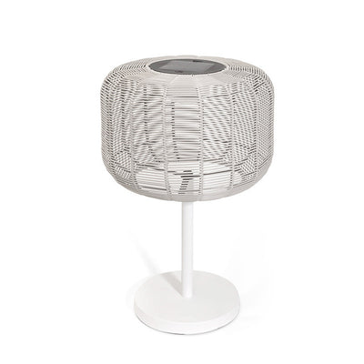 Contemporary Retro Solar Waterproof Weaving Rattan Metal Cylinder LED Landscape Lighting Outdoor Light For Outdoor Patio