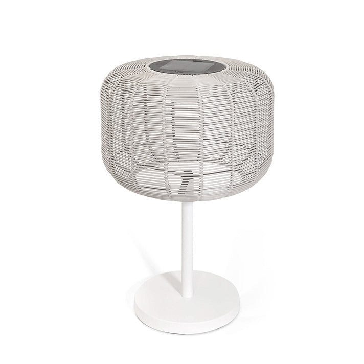 Contemporary Retro Solar Waterproof Weaving Rattan Metal Cylinder LED Landscape Lighting Outdoor Light For Outdoor Patio