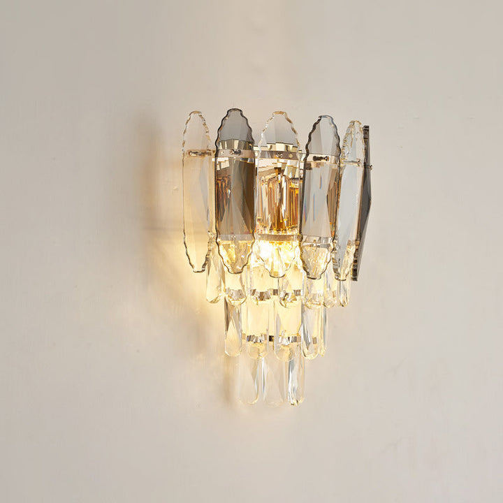 Moderne Luxus Brilliant Crystal Stack Eisen 2-Licht Wandleuchte Lampe für Wohnzimmer 