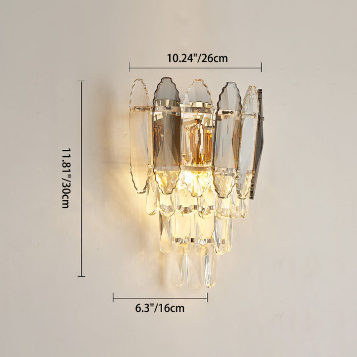 Moderne Luxus Brilliant Crystal Stack Eisen 2-Licht Wandleuchte Lampe für Wohnzimmer 