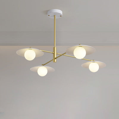 Moderne minimalistische runde fliegende Untertasse Orb Zweig Eisen Glas 4/6/8 Licht Kronleuchter für Wohnzimmer 