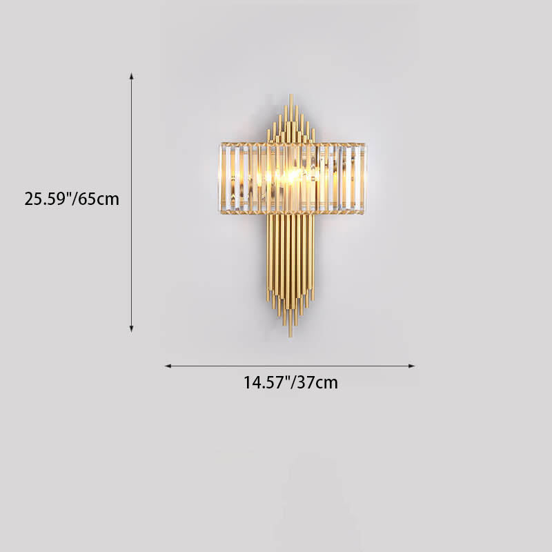 Modern Light Luxury Simple Crystal Square Strip 2-Light Wall Sconce Lamp