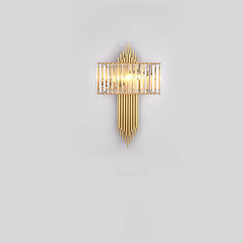 Modern Light Luxury Simple Crystal Square Strip 2-Light Wall Sconce Lamp