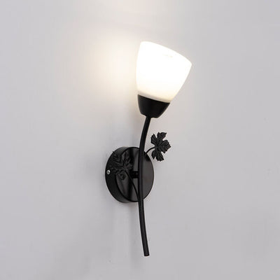 Scandinavian Minimalist Iron Glass Flower Bud Shape 1/2-Light Wall Sconce Lamp