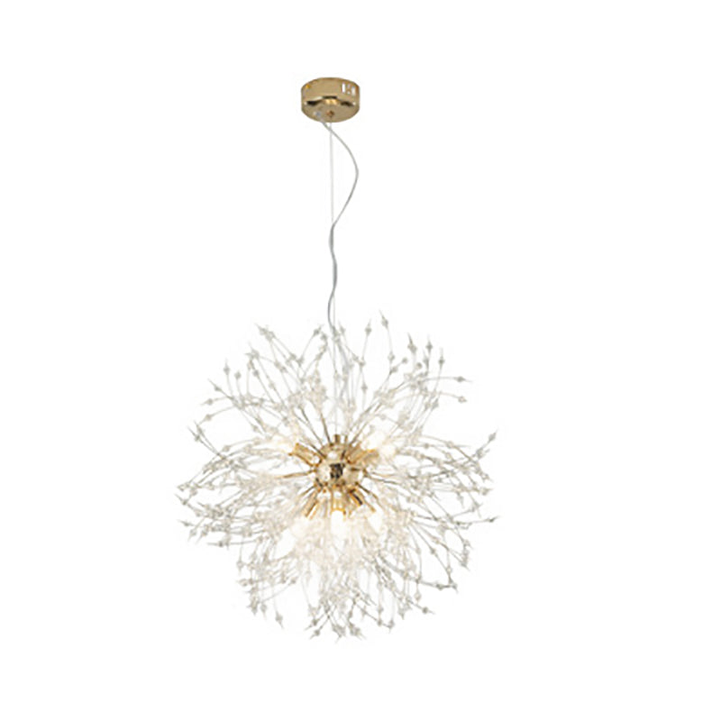 Matériel créatif contemporain Perles de cristal Décorent un design de pissenlit Lustre à 8/9/12 lumières pour salon 
