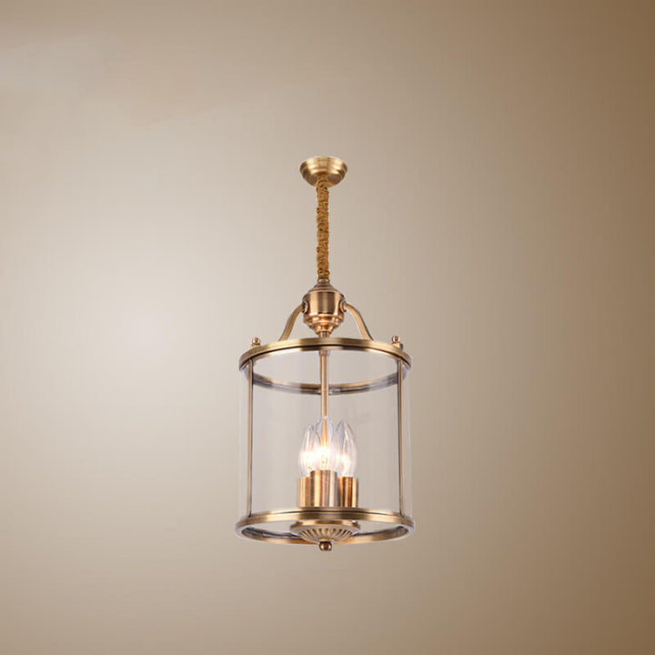 Moderner goldener Glamour Kronleuchter mit Vollkupfer-Glas-Schirm, Zylinder, 3/7-Licht 