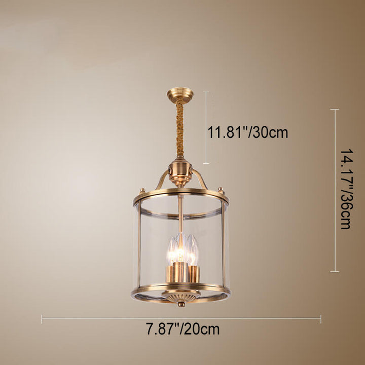 Moderner goldener Glamour Kronleuchter mit Vollkupfer-Glas-Schirm, Zylinder, 3/7-Licht 