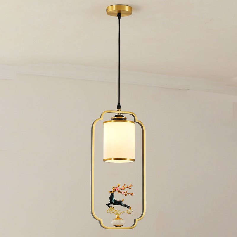 Moderne Luxus Zinklegierung Emaille Zylindrische Schirm 1-Licht Pendelleuchte für Wohnzimmer 
