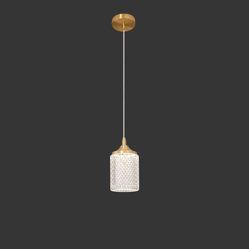 Moderne Luxus Hängeleuchte aus Vollkupfer Glas Zylinder Sphärische Diamant LED 