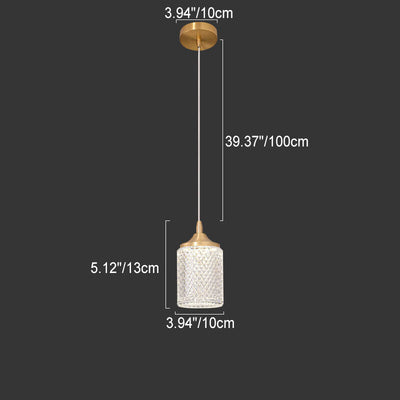 Moderne Luxus Hängeleuchte aus Vollkupfer Glas Zylinder Sphärische Diamant LED 