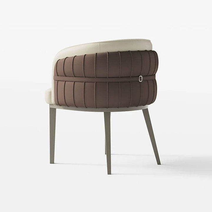 Chaise de salle à manger moderne de luxe ronde en similicuir avec dossier incurvé en acier au carbone 
