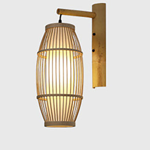 Traditionelle chinesische Weberei Bambuskäfig Form 1-Licht Wandleuchte für Wohnzimmer 