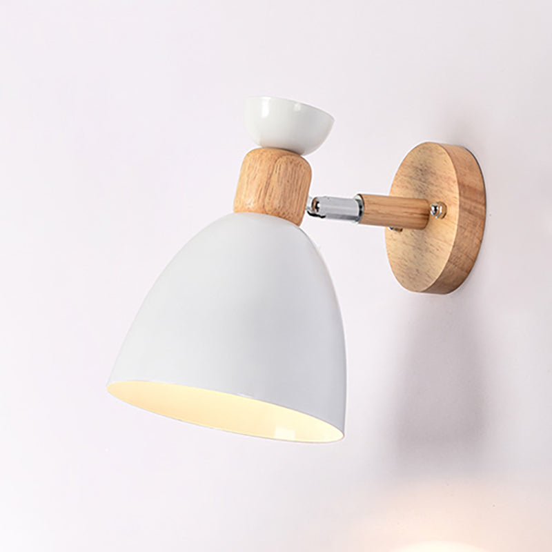 Moderne minimalistische runde Horn Aluminium Holz 1-Licht Wandleuchte Lampe für Schlafzimmer 