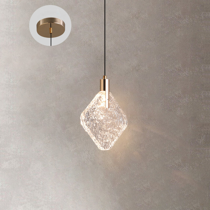 Modern Minimalist Diamond Round Trapezoid Aluminum Crystal LED Pendant Light For Bedroom
