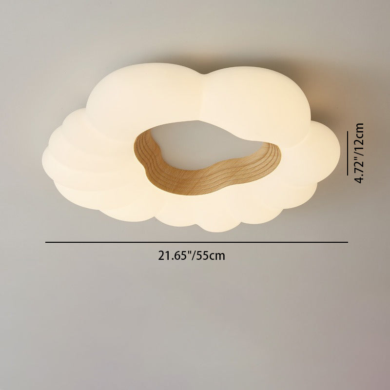 Lumière de plafond LED moderne minimaliste nuages crème bois cendre copeaux de plastique pour chambre à coucher 
