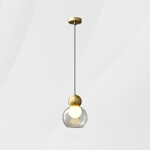 Zeitgenössische nordische runde Kugelzylinder-Kupferglas-1-Licht-Pendelleuchte für Wohnzimmer 