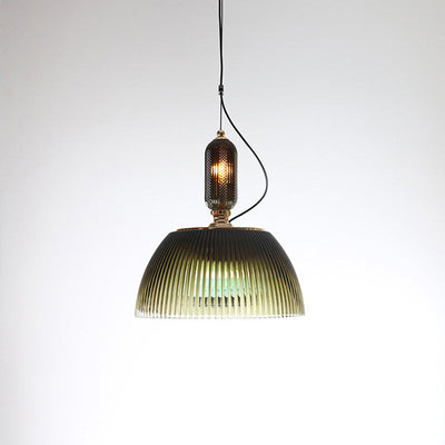 Zeitgenössische nordische gerippte Glasschalen-Pendelleuchte mit 2 Lichtern für das Wohnzimmer 