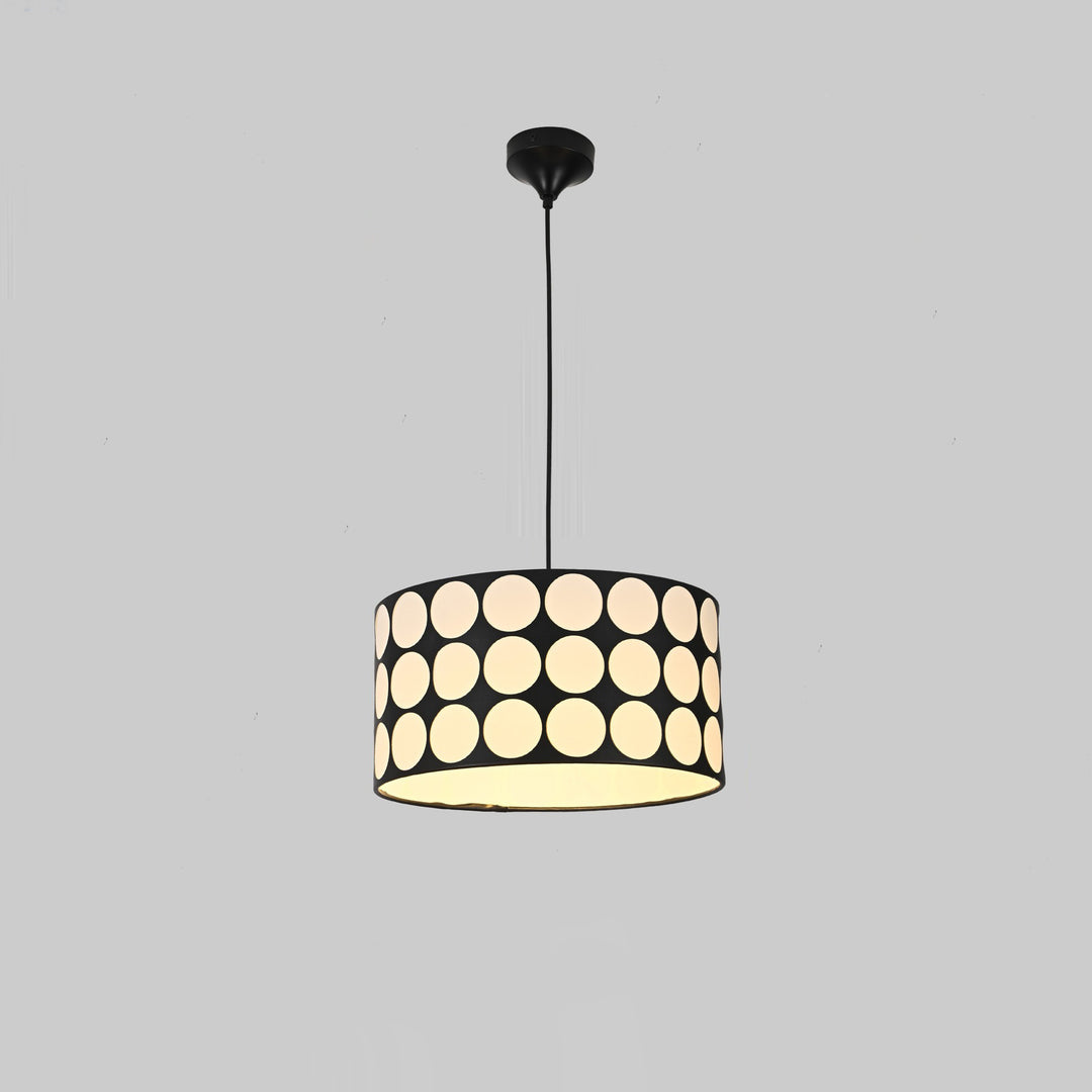Contemporary Retro Drum Checkerboard Faux Leather Lampshade 3-Light Pendant Light For Dining Room
