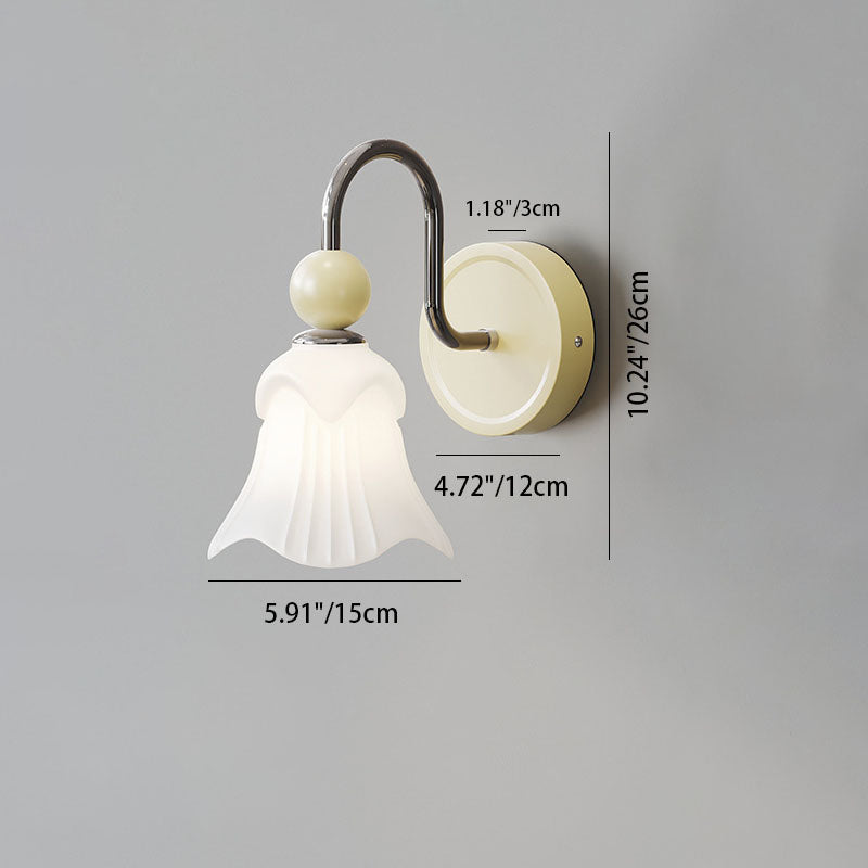 Traditional French Flower Round Ball Iron Glass 1-Light Wall Sconce Lamp For Bedroom