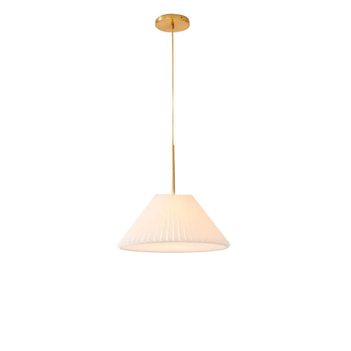 Contemporary Scandinavian Pleated PVC Fabric Hardware Drum Cone 1-Light Pendant Light for Living Room