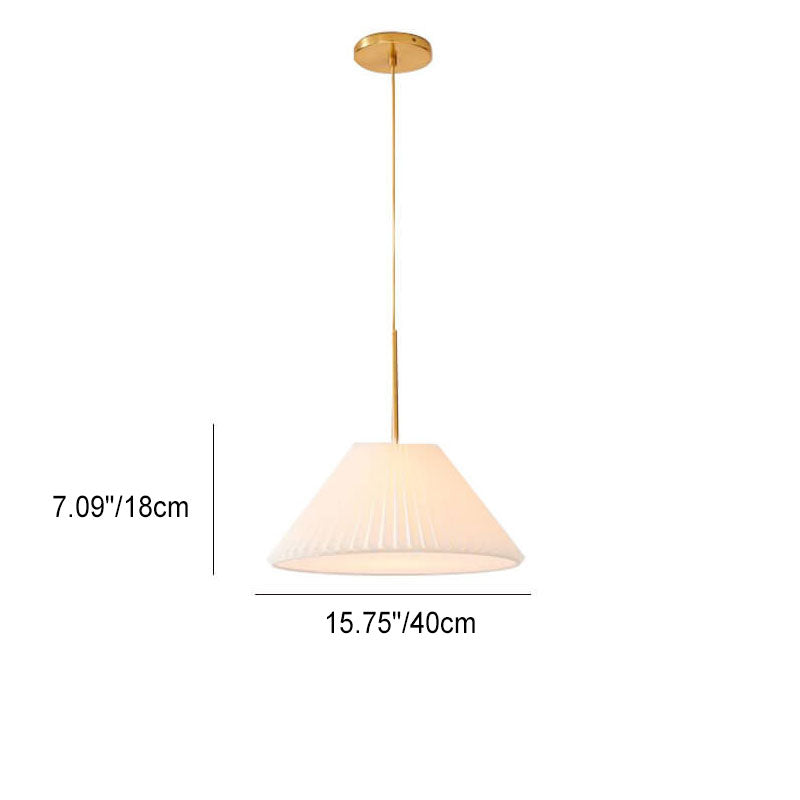 Contemporary Scandinavian Pleated PVC Fabric Hardware Drum Cone 1-Light Pendant Light for Living Room