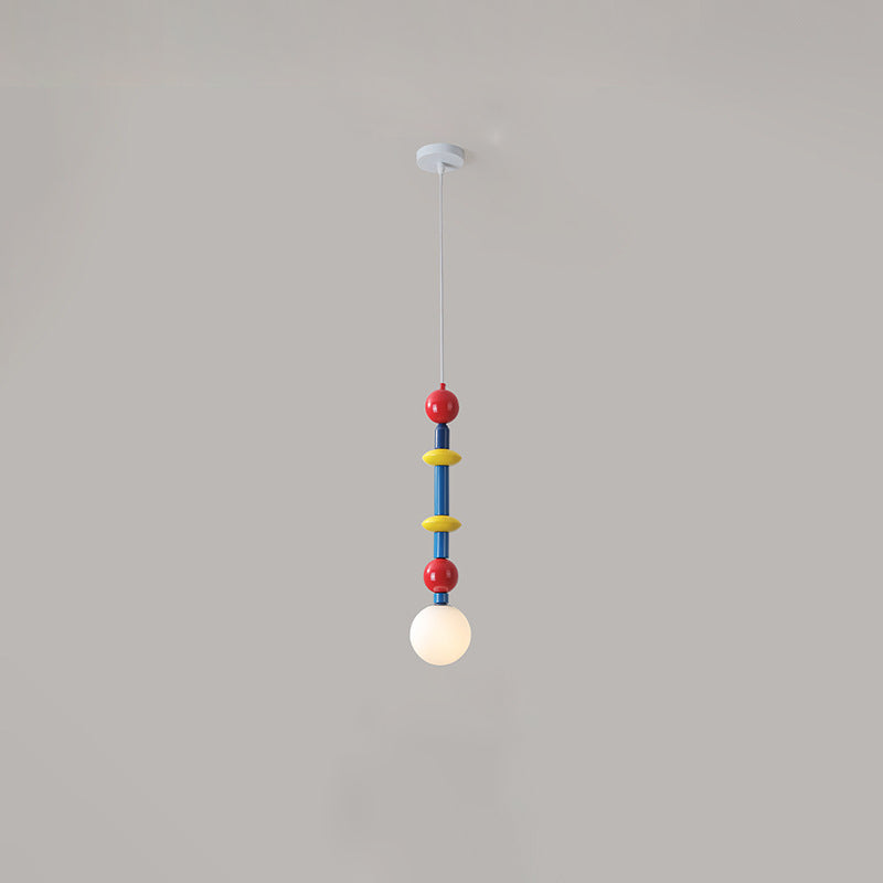 Lámpara colgante de vidrio de frutas teñidas escandinavo contemporáneo de hierro con 1 luz para dormitorio 
