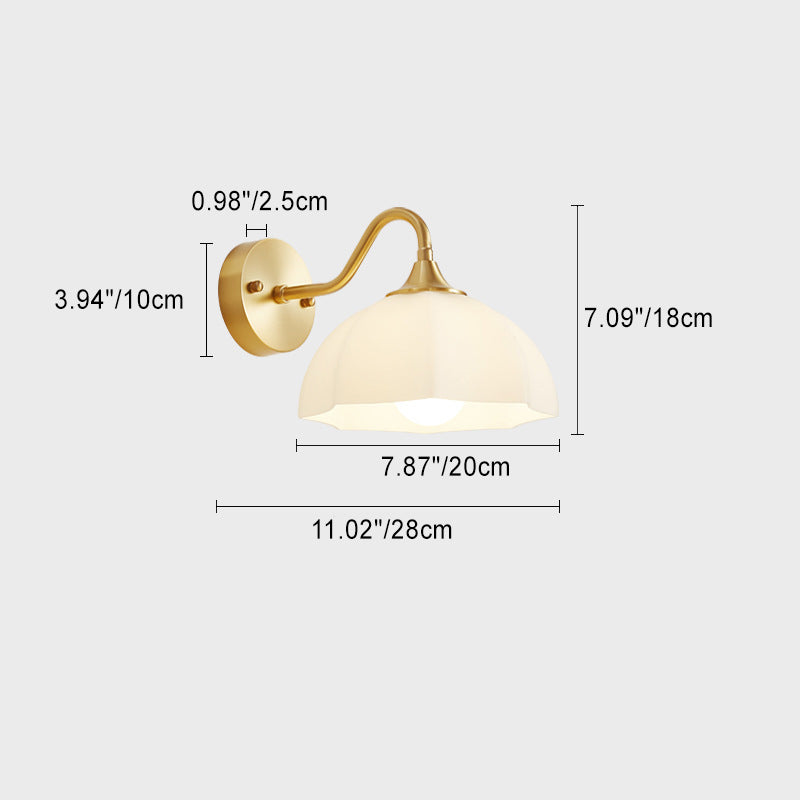 Moderne minimalistische Creme Flower Pod alle Kupfer Glas 1-Licht Wandleuchte Lampe für Schlafzimmer 