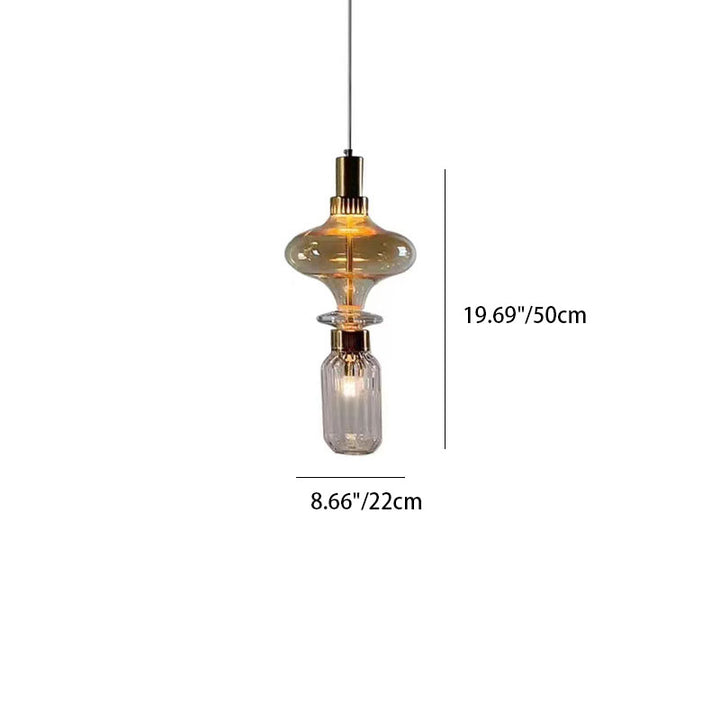 Lámpara colgante de 1 luz de vidrio de hierro cilíndrico irregular tradicional europeo para sala de estar 