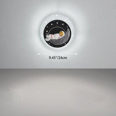 Zeitgenössische kreative Sternenhimmel Mond Harz Astronaut Runde LED Wandleuchte Lampe für Wohnzimmer 