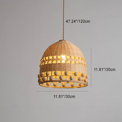 Traditionelle rustikale geflochtene Korb-Bambus-Pendelleuchte mit 1 Licht für Esszimmer 