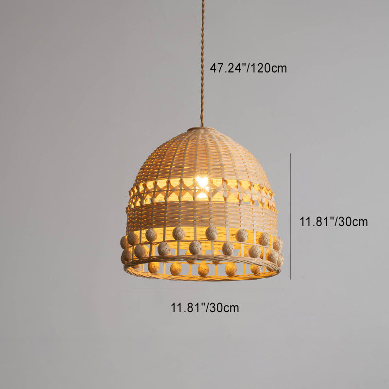 Traditionelle rustikale geflochtene Korb-Bambus-Pendelleuchte mit 1 Licht für Esszimmer 