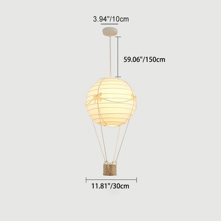 Contemporary Creative Kids Hot Air Balloon Weaving Iron Fabric 1-Light Chandelier For Bedroom